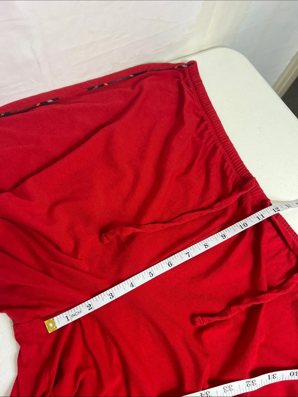 LRL Sz XL Pajama Set Red Embroidered Dog Plaid Trimmed Red Cotton
